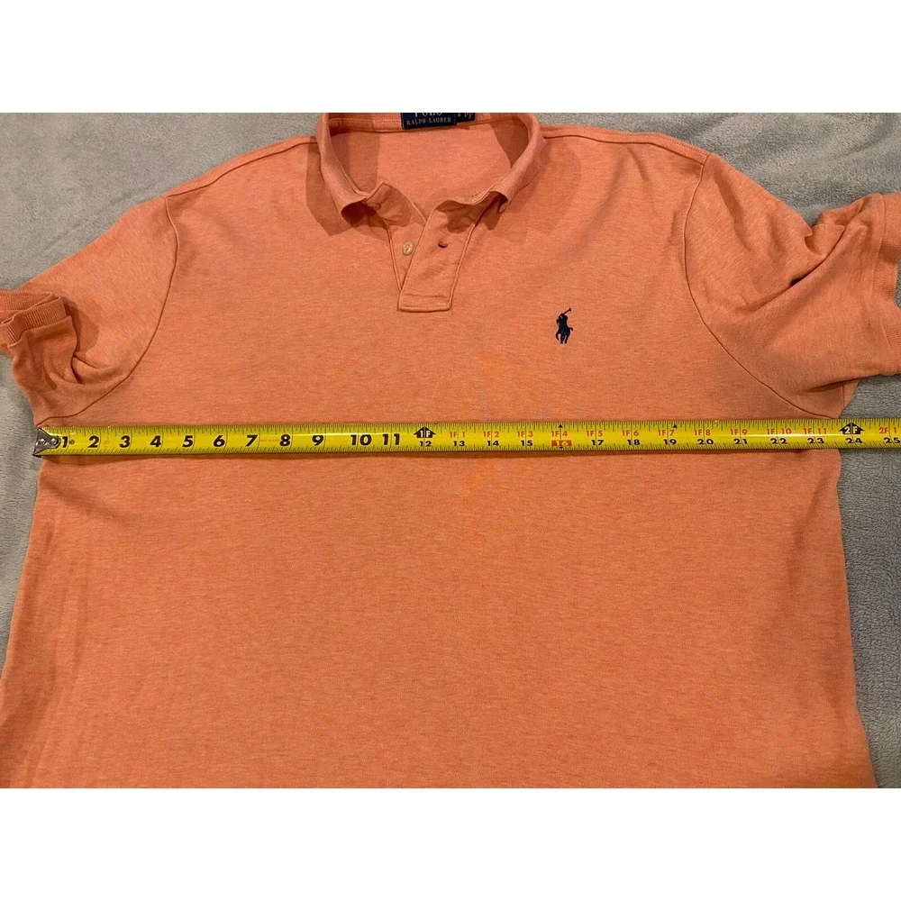 Mens Ralph Lauren Short Sleeve Golf Polo Shirt Cotton Soft Orange L Large